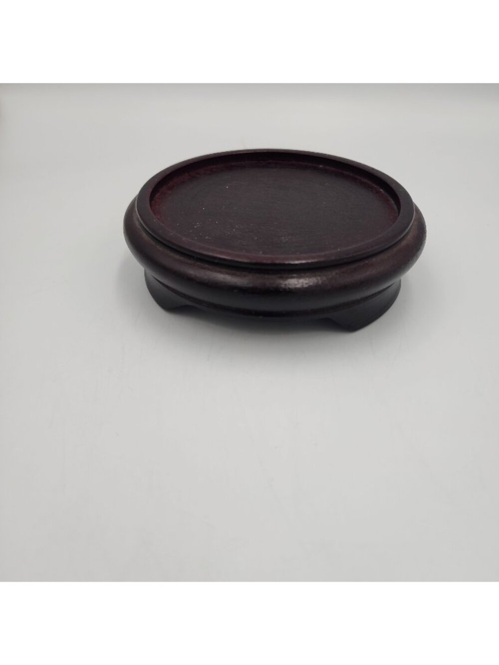 Vintage Wooden Round Chinese Vase Candle Footed Base Plant Stand 4.5"